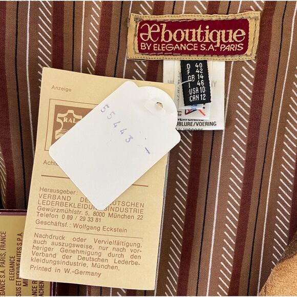 Vintage 80s Novelty Camels Men Fighting War Suede Leather Coat Elegance Boutique - Picture 8 of 15